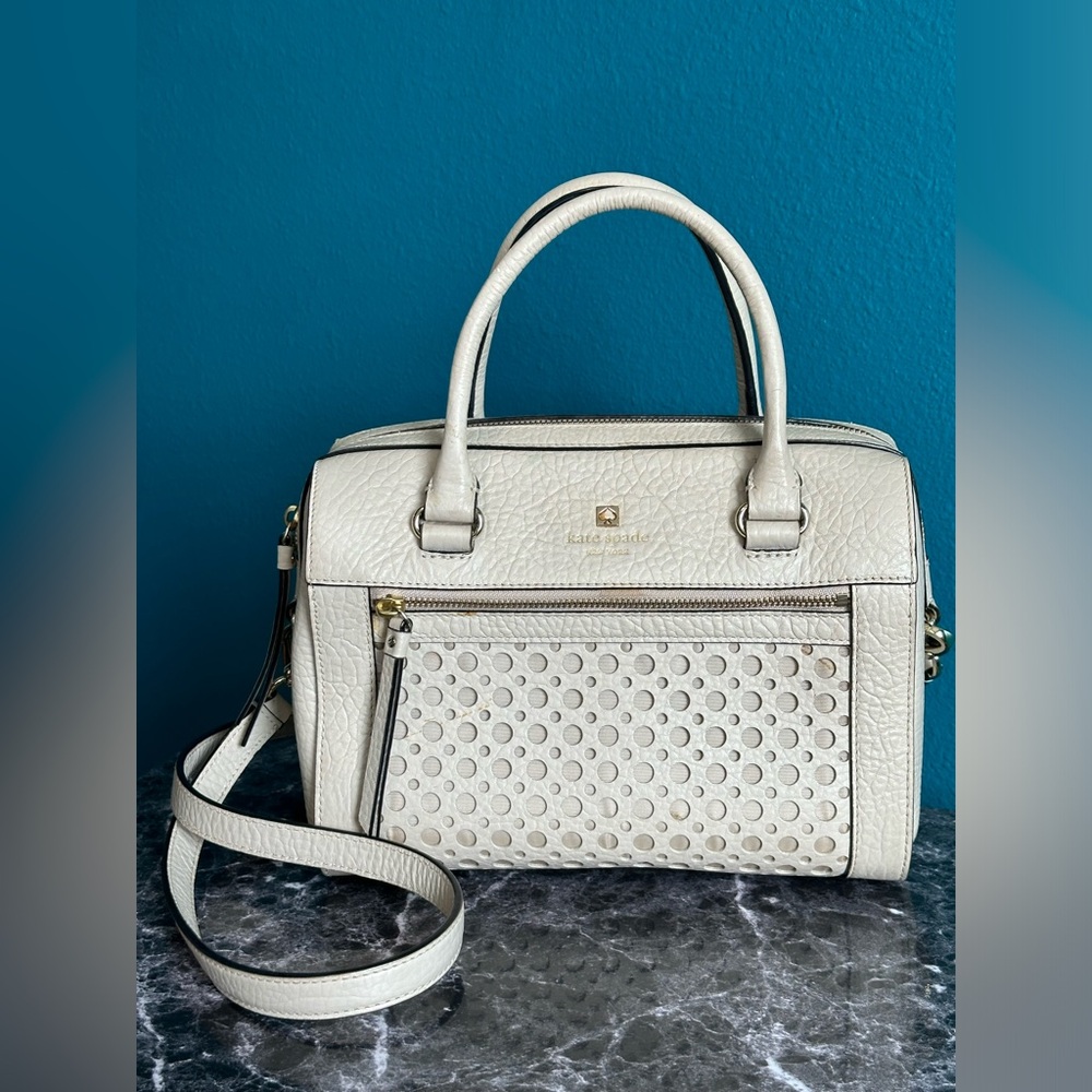 Kate Spade Delaney Perri Lane Bubbles Leather Satchel Shoulder Crossbody